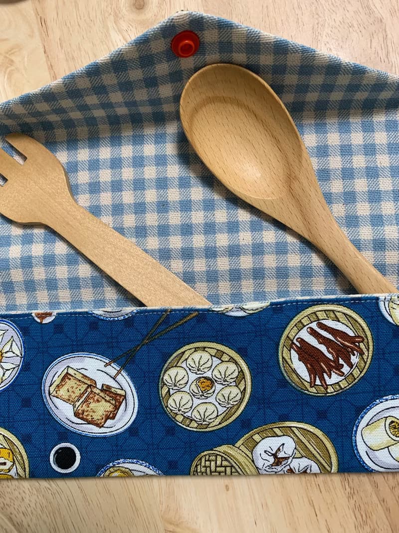 文青風環保純棉筷袋 台灣美味小吃 質感原胚 沈穩藍 日本 潮物 收