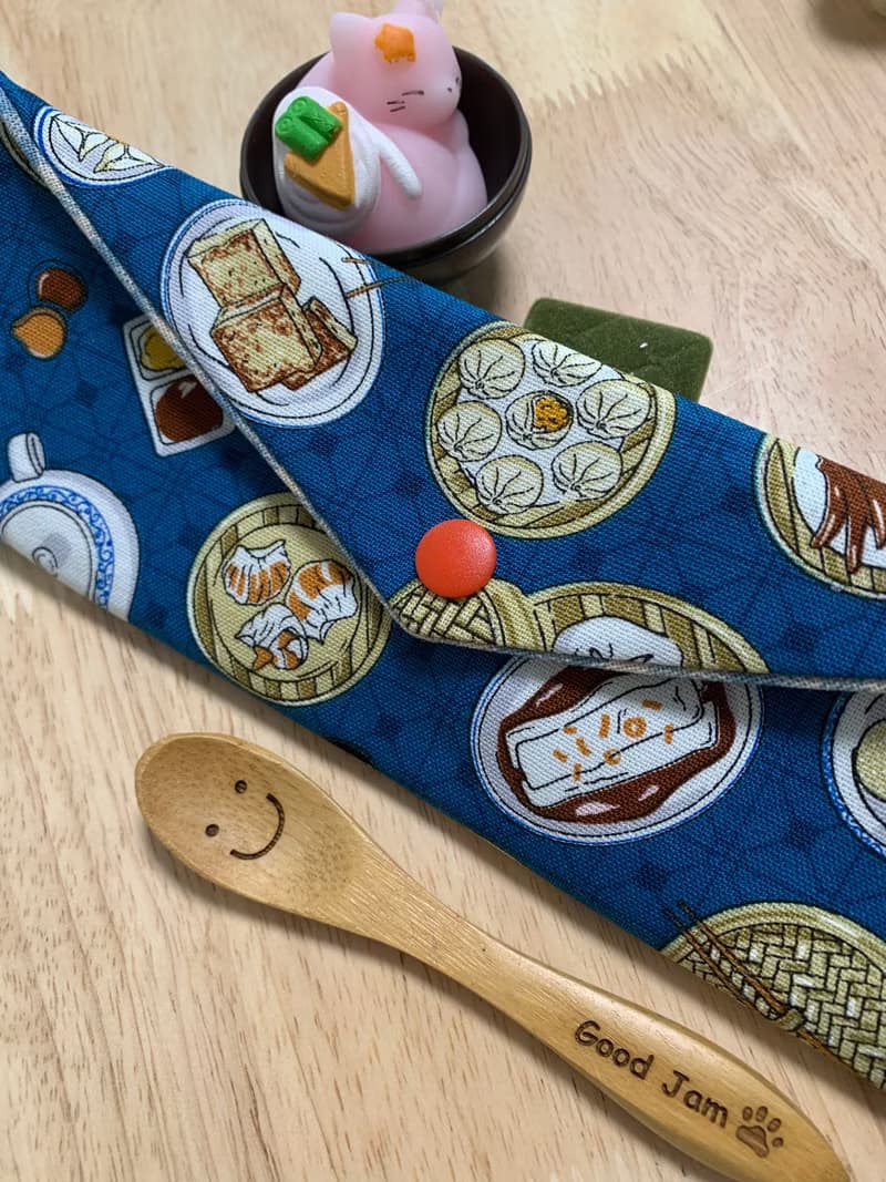文青風環保純棉筷袋 台灣美味小吃 質感原胚 沈穩藍 日本 潮物 收