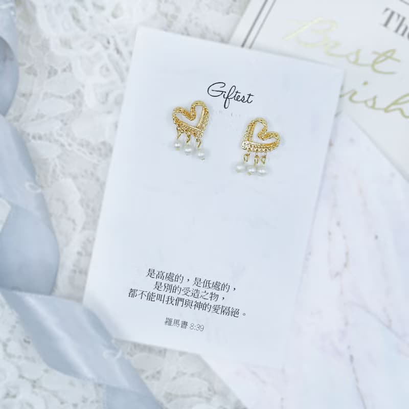Giftest 淡水珍珠 /不能隔絕的愛 基督教耶穌福音飾品耳環水晶J30