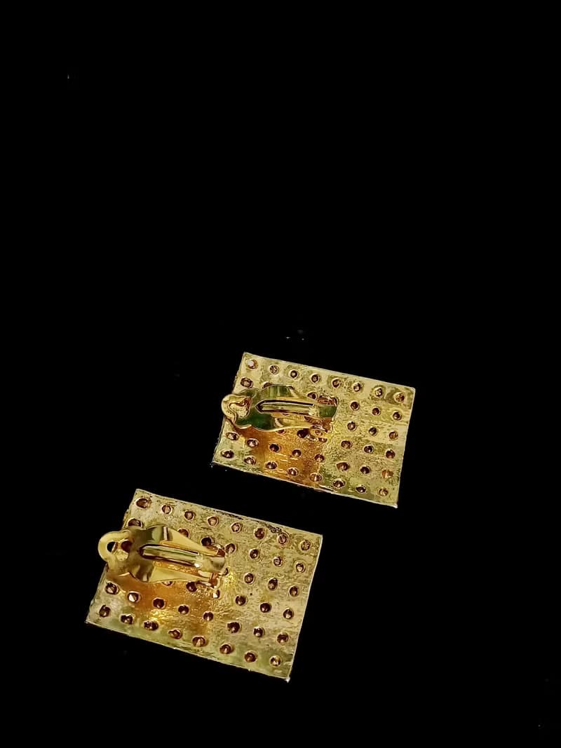 vintage jewelry  方形滿天星萊茵夾式耳環