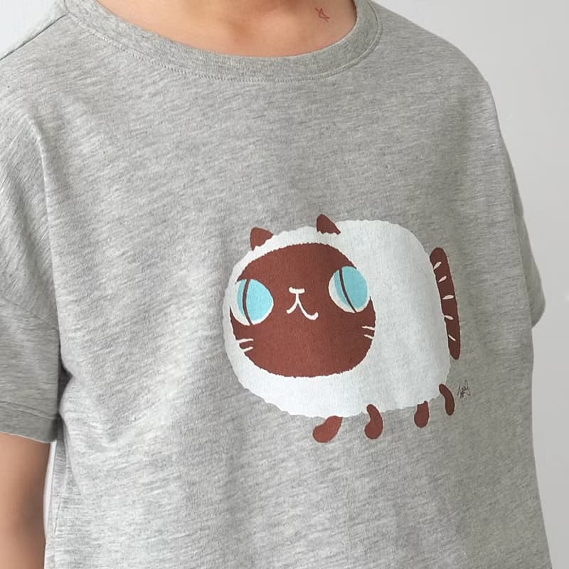 Kids Luna暹羅魚喵/兒童純棉Tshirt/灰-中性版 即將絕版