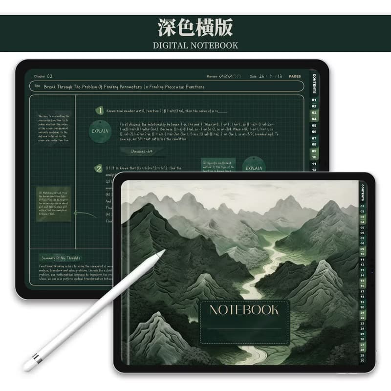 【數位】綠色風景豎版橫版電子手帳康奈爾數位筆記本notability/goodnotes