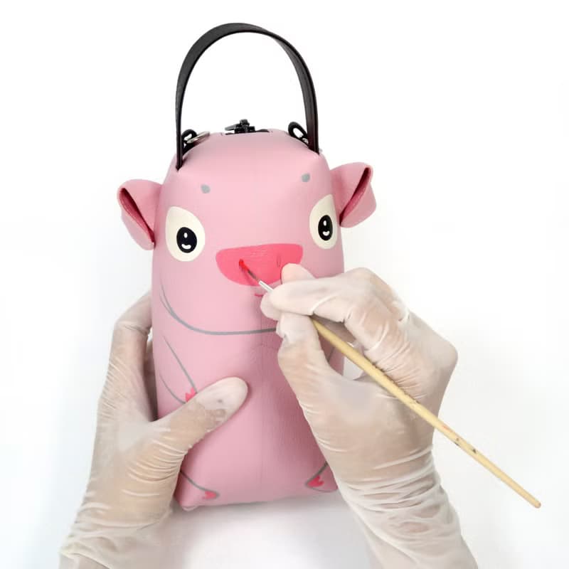 【雙11折扣】Pink pig pencil pouch bag,make up case, handmade bag for every day essent