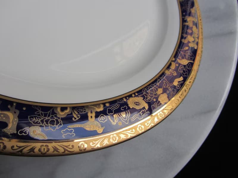 【老時光 OLD-TIME】早期二手金邊瓷盤餐盤(有使用過.有刮傷