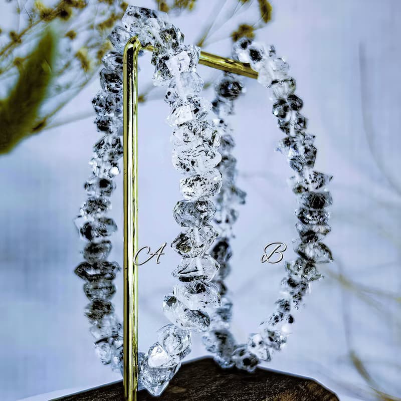 【油膽閃靈鑽】天然黑閃靈鑽 雙尖水晶手鍊手串