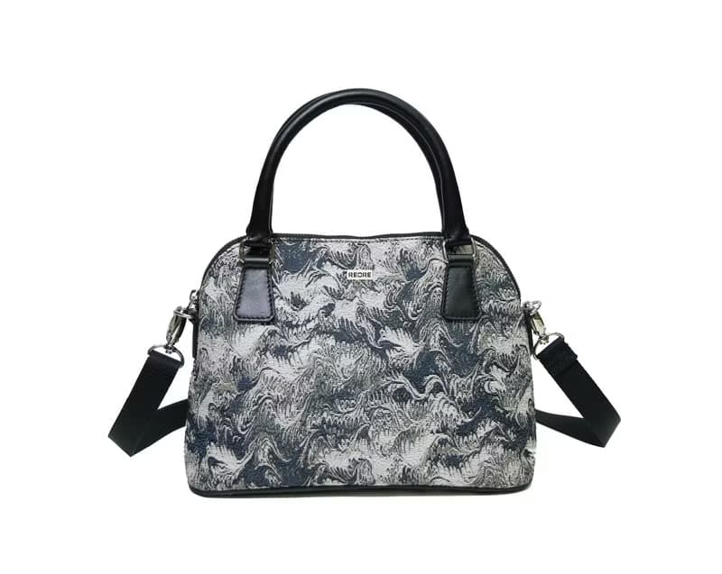 貝殼兩用包  真皮 / 布防潑水 平織緹花   瀾夢墨   阿曼達