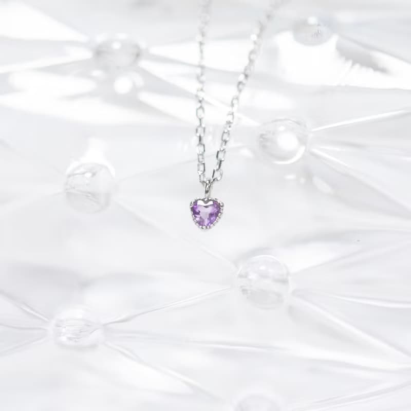 紫水晶925純銀愛心蛋糕項鍊
