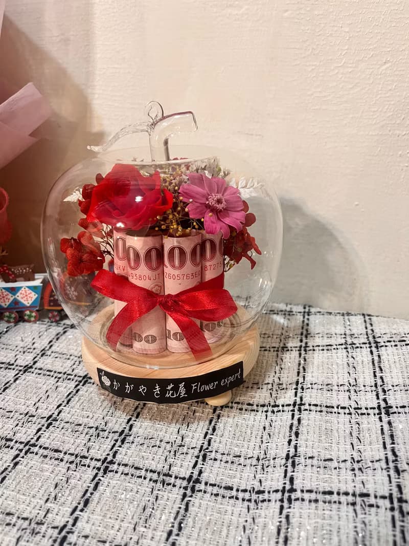 有錢花夜燈蘋果玻璃盅/平安果/新婚快樂/帶路雞/母親節禮物