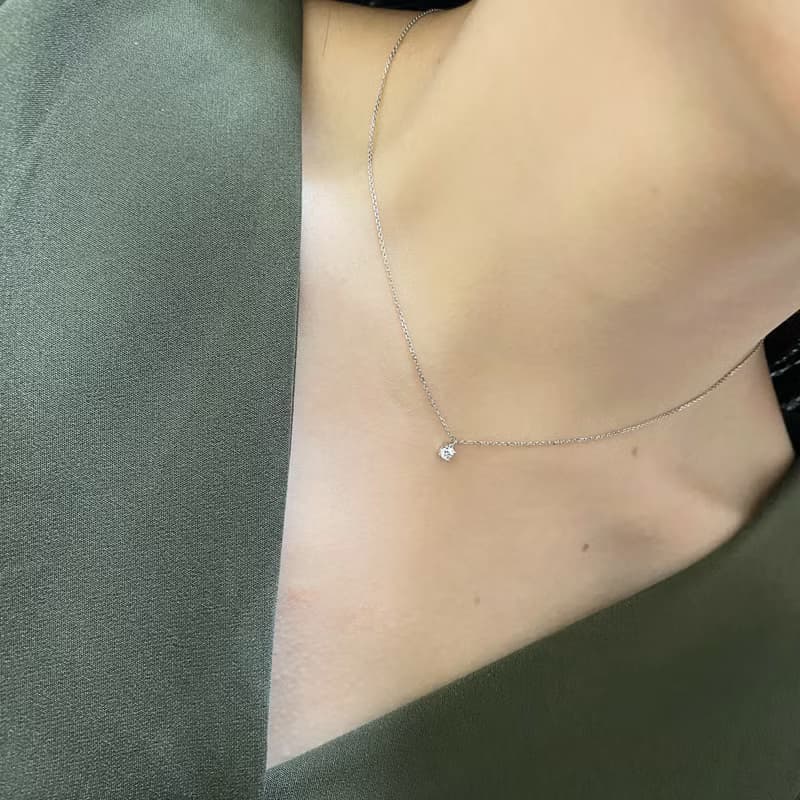 925純銀 | 小點綴四爪10分鑽_項鍊