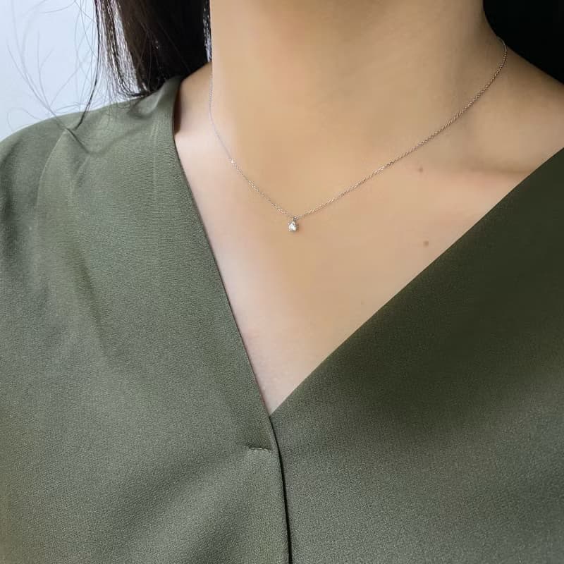 925純銀 | 小點綴四爪10分鑽_項鍊