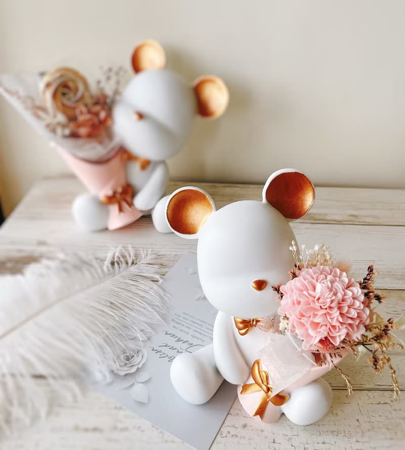 Miss。花謎 【小熊的祝福】熊熊桌花 盆花  情人節 禮物 香皂