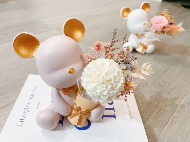 Miss。花謎 【小熊的祝福】熊熊桌花 盆花  情人節 禮物 香皂