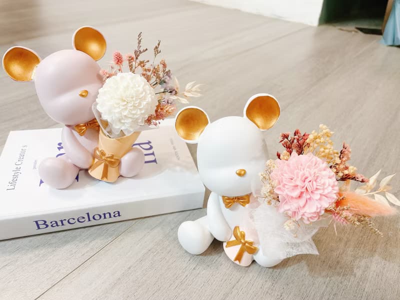 Miss。花謎 【小熊的祝福】熊熊桌花 盆花  情人節 禮物 香皂