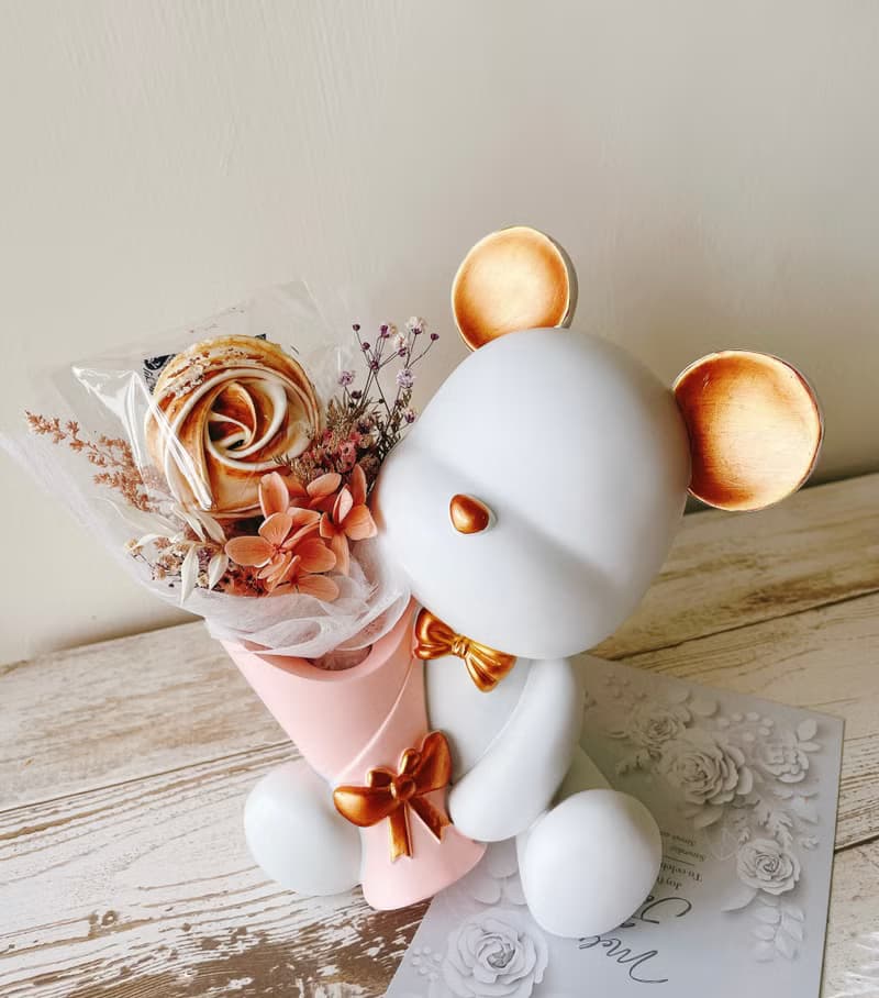 Miss。花謎 【小熊的祝福】熊熊桌花 盆花  情人節 禮物 香皂