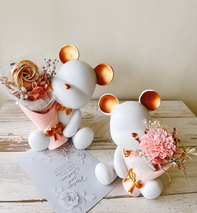 Miss。花謎 【小熊的祝福】熊熊桌花 盆花  情人節 禮物 香皂