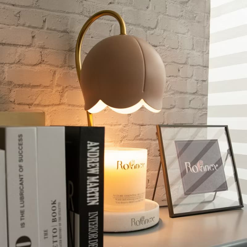 【預購】唯美浪漫花朵融蠟燈-藕粉 | 限宅配出貨