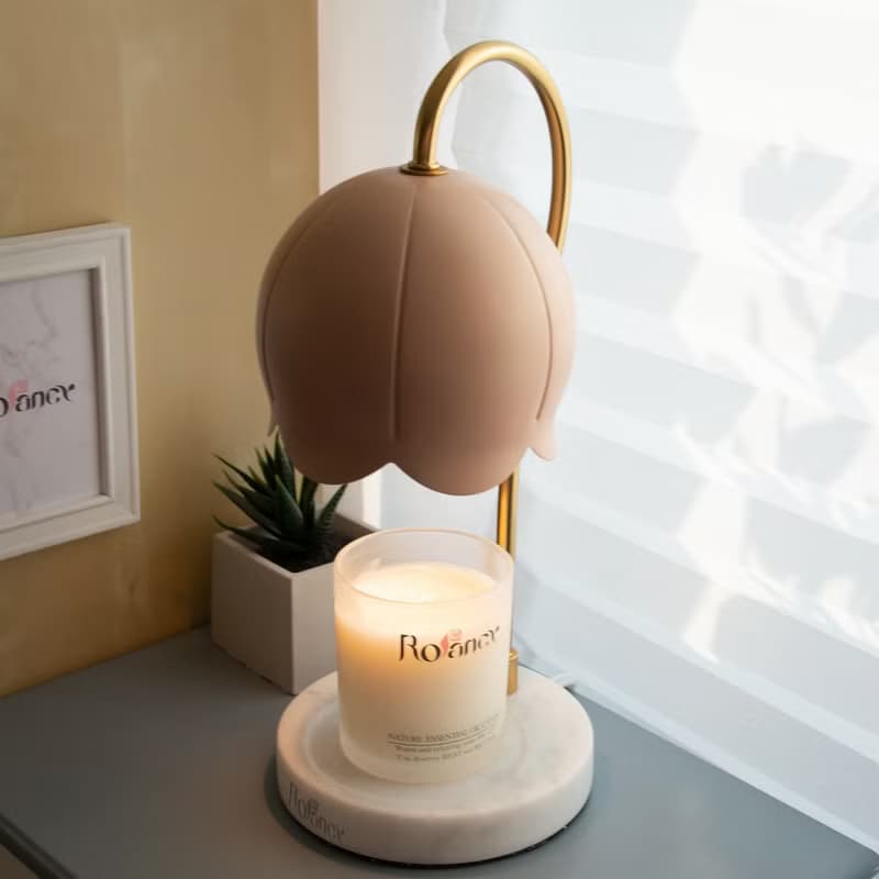 【預購】唯美浪漫花朵融蠟燈-藕粉 | 限宅配出貨