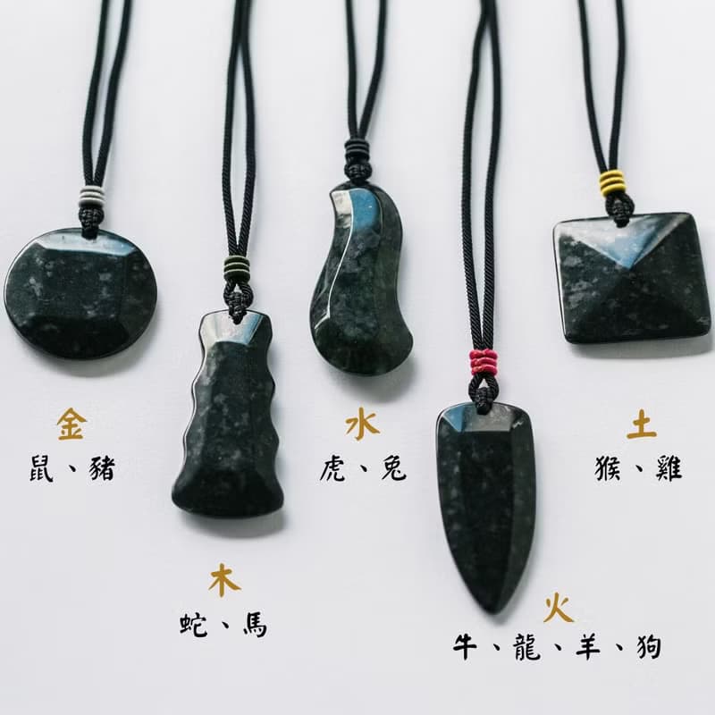 【墨玉】五行墨玉珮 (金) 刮痧按摩 / 玉項鍊 / 生日禮物