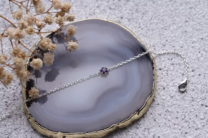 紫水晶925純銀簡約六爪手鍊