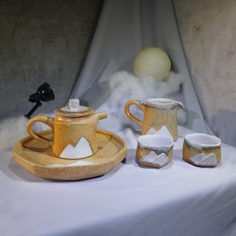 手刻山脈穗雨茶具組