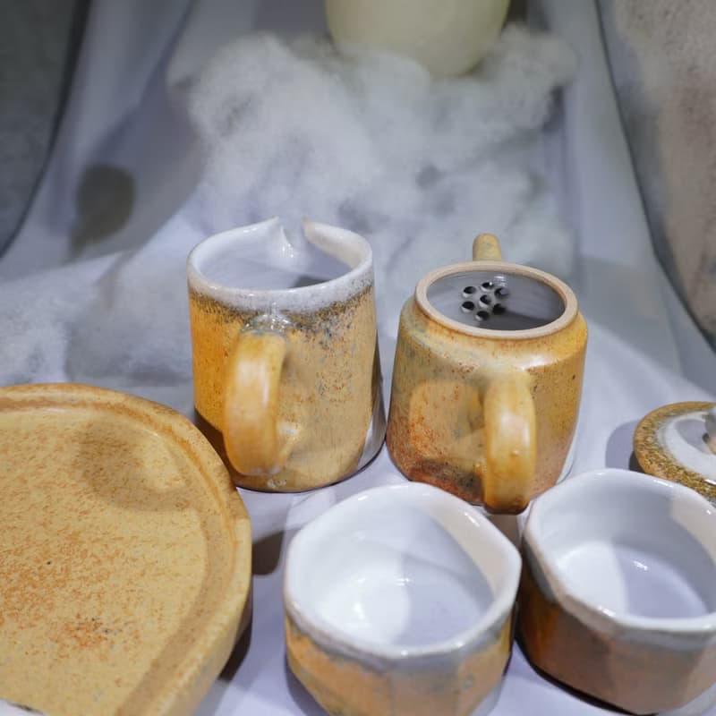 手刻山脈穗雨茶具組