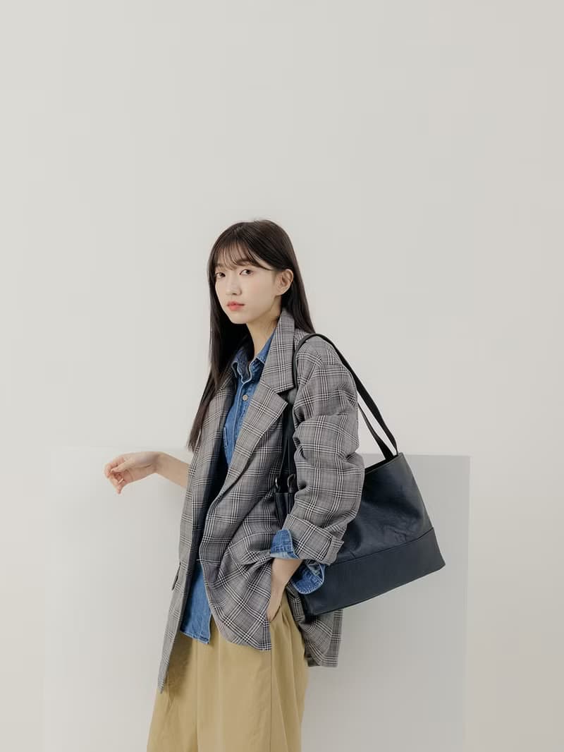 supportingrole 真皮極簡四方2層都市手提托特包 藍