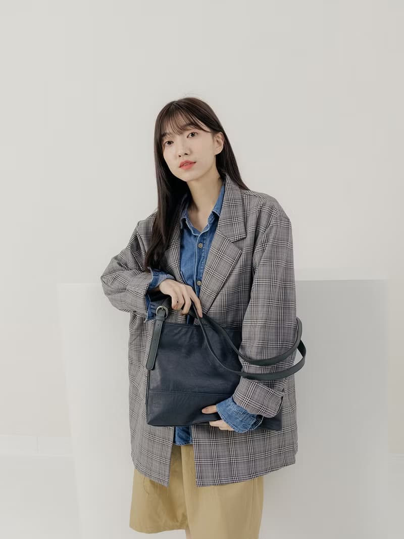supportingrole 真皮極簡四方2層都市手提托特包 藍