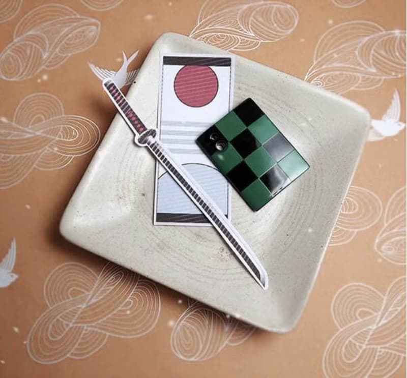 絕版品  季節圖案系列香立 市松黑x綠方格(碳治郎)