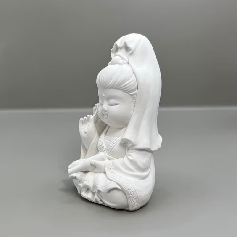 文青簡約風 淨念吉祥之寶瓶觀音小佛 原木底座系列 搭配永生花瓶