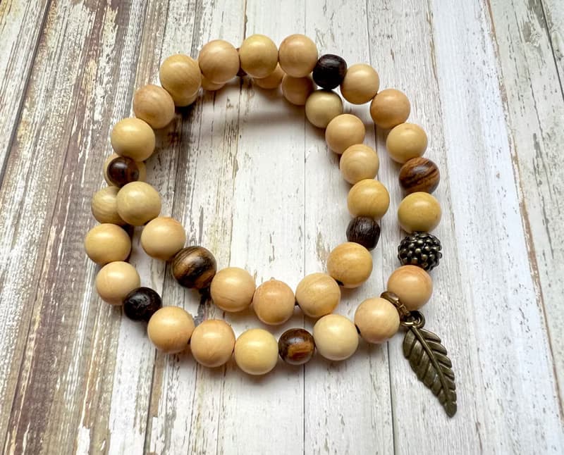 ||森羽|| 天然木質雙圈手環。黃楊木/沈香木/虎皮檀/黃銅