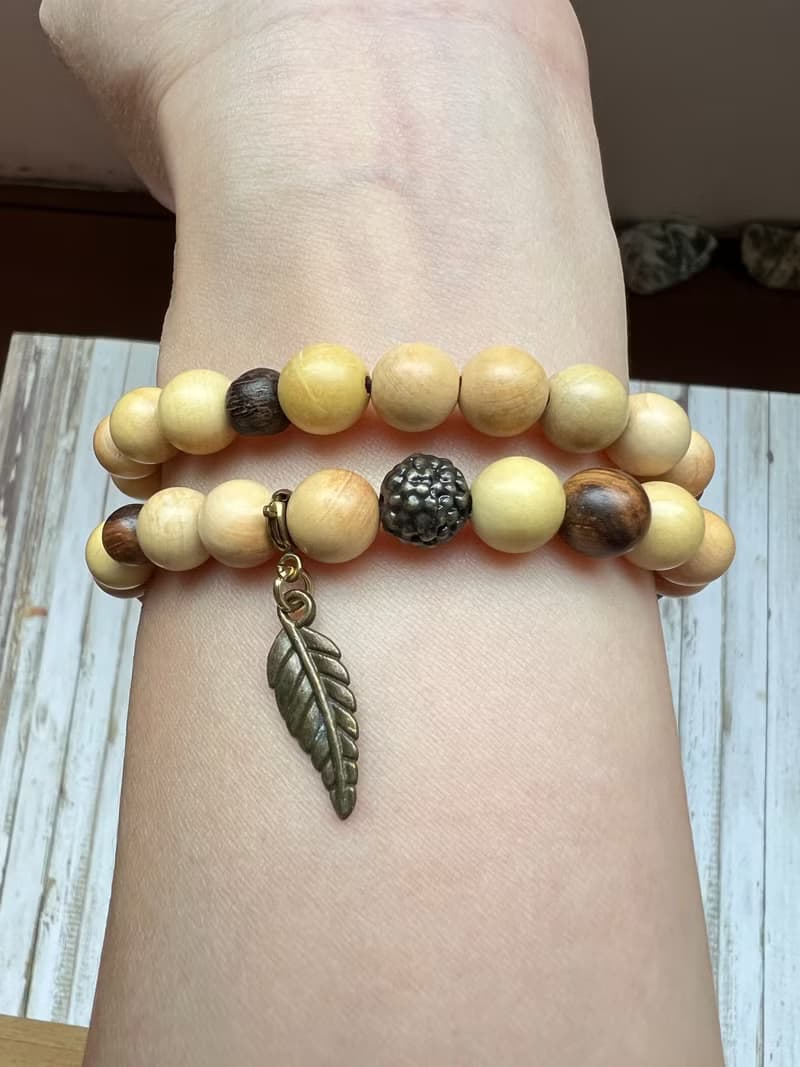 ||森羽|| 天然木質雙圈手環。黃楊木/沈香木/虎皮檀/黃銅