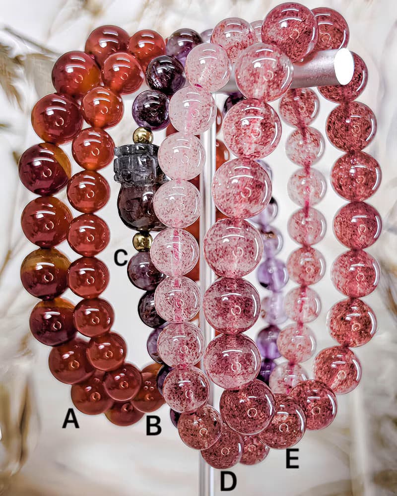 【海底輪水晶】紫幽靈 貔貅手鍊/草莓晶/南紅瑪瑙