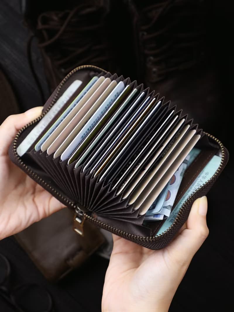 真皮短夾 復古瘋馬牛皮卡包 小巧便攜零錢卡包