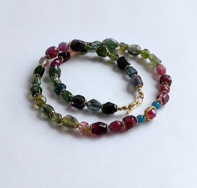 寶石系 天然礦石 糖果碧璽 雙圈 手鍊