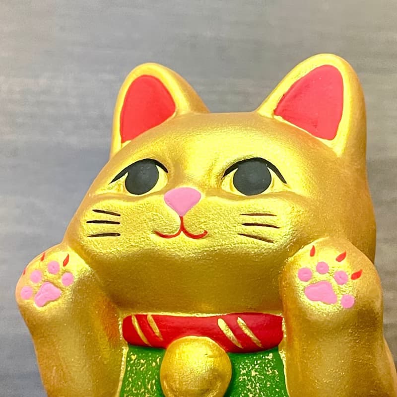 京都RYUKODO 貼窗親親開運招財貓-白/金