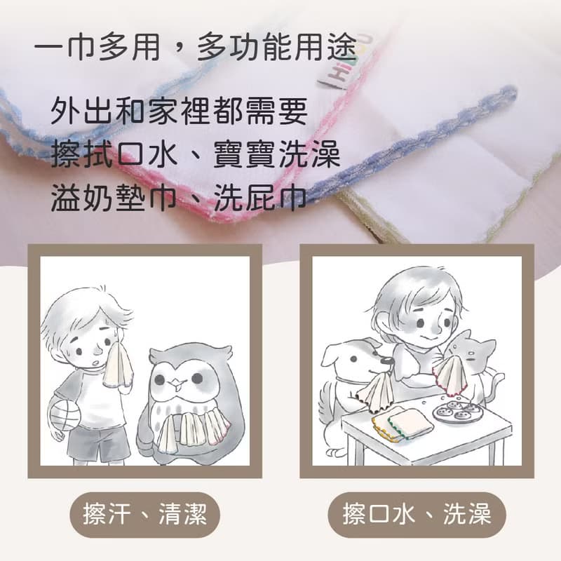 純棉純棉媽咪愛用推薦雙面紗布巾25x25CM_24條_雙層吸水紗布巾