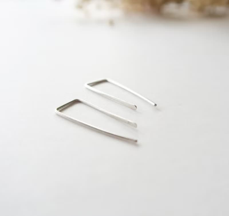 925純銀  輕銀耳飾-簡約款  耳針耳環 一對 免費送禮包裝