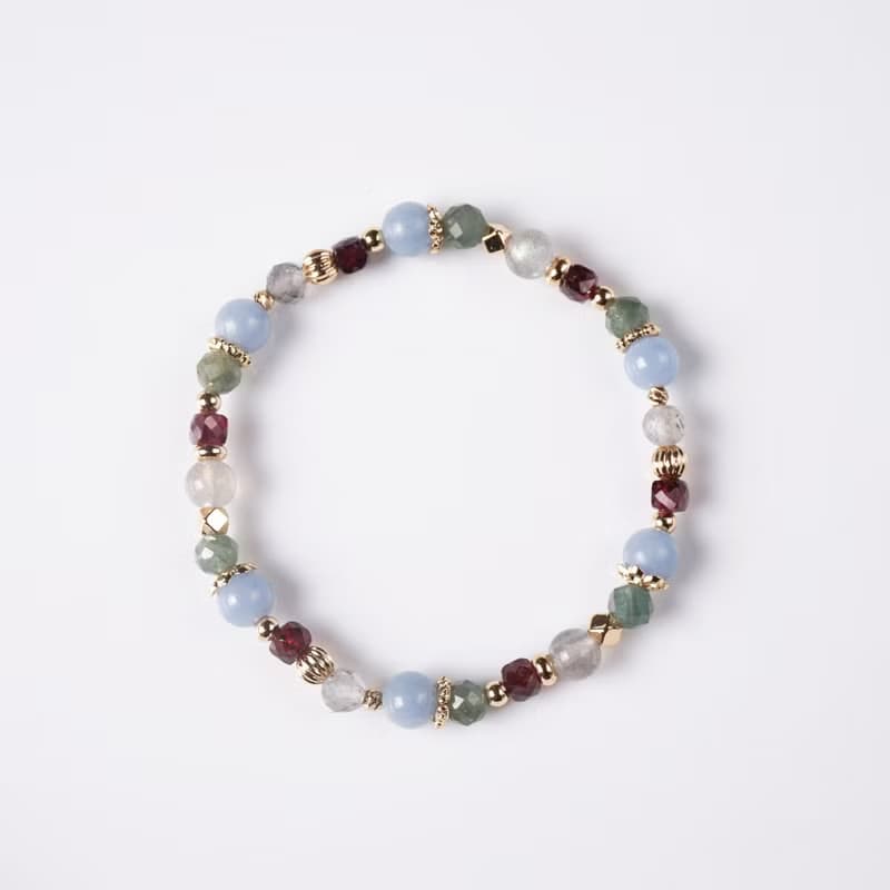 溪谷迴聲 // 天使石 拉長石 綠磷灰石 石榴石 水晶手鍊 /內在療癒