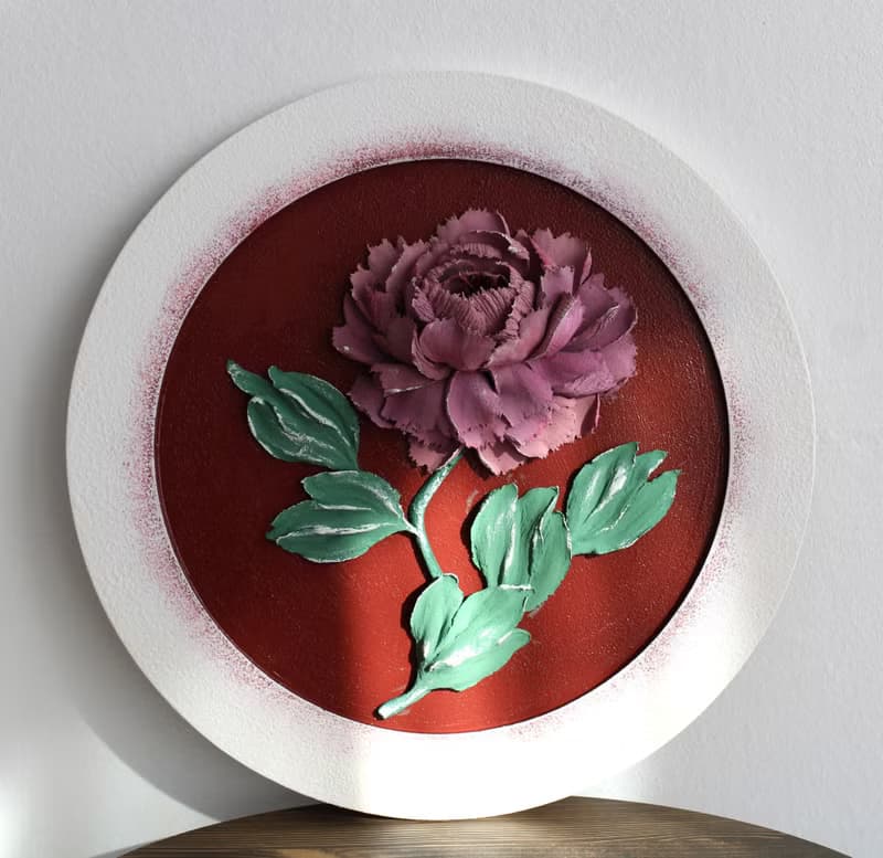3D peony, round painting with flower, an original gift for all occasions.