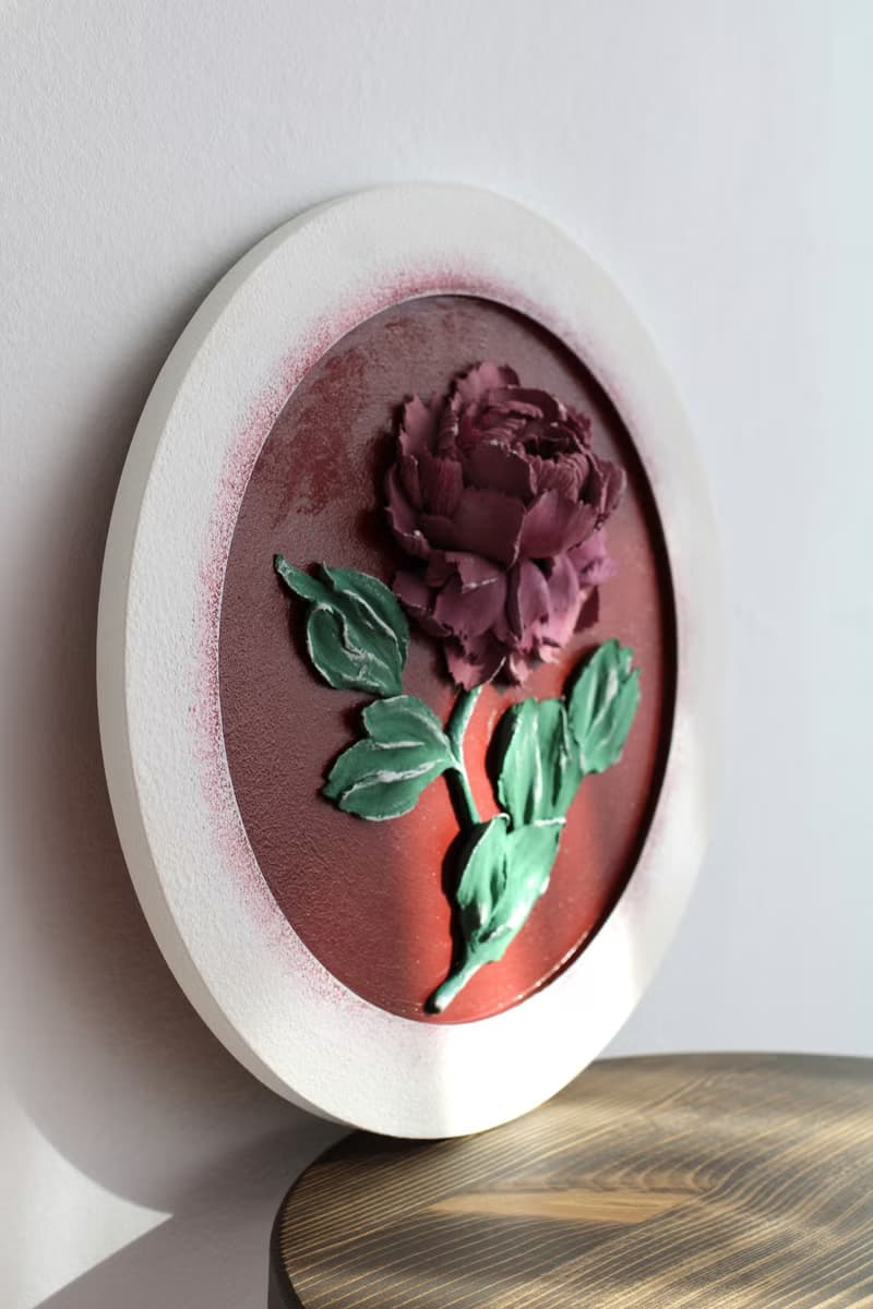 3D peony, round painting with flower, an original gift for all occasions.