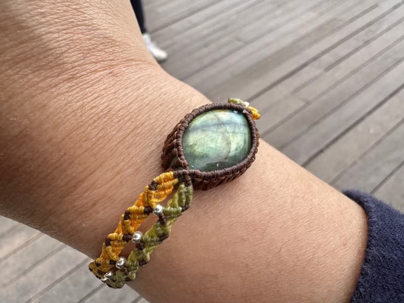 230454 Macrame 南美蠟線 拉長石 手鍊