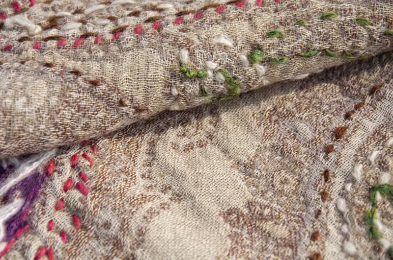 水煮羊毛披肩/針織圍巾/刺繡圍巾/羊絨披巾/喀什米爾Cashmere-花