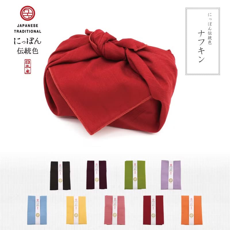 日本伝統色 Oval 1-Tier Lunchbox Drawstring Bag Napkin Set Present Bento Japan