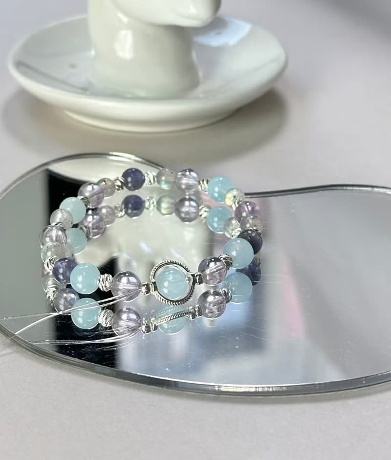 海藍寶 堇青石 拉長石 紫水晶手鍊/ 智慧 穩定情緒 自信心