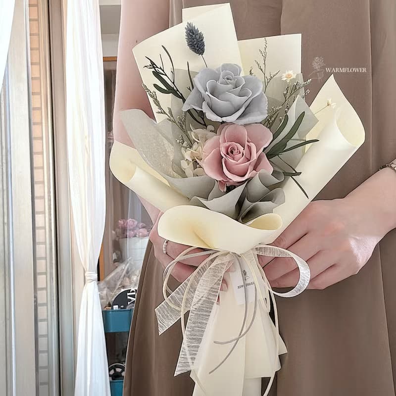 情人節花束ー【You & Me】雙朵玫瑰 永生花束 | 情人/七夕/生日禮