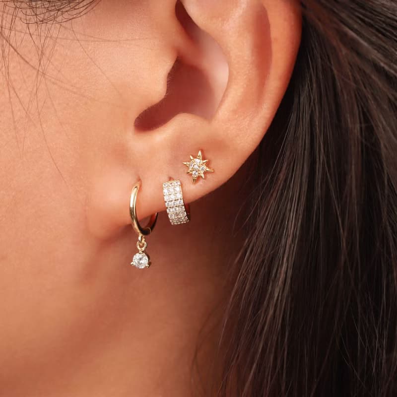 歐美風ins時尚個性925銀疊戴耳環 mini耳環耳扣 簡約鋯石耳扣女