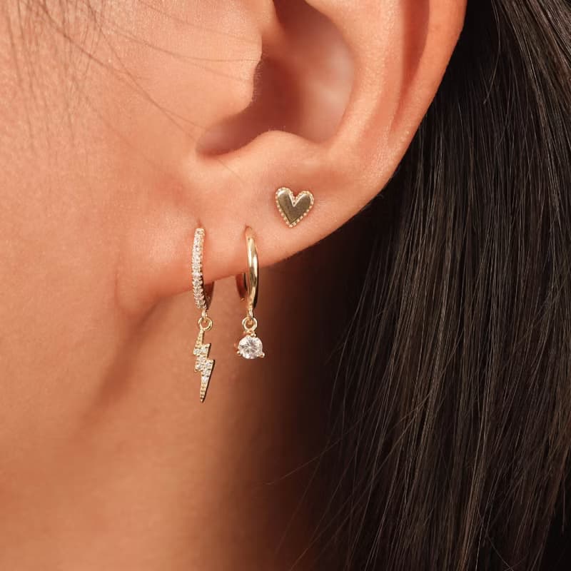 歐美風ins時尚個性925銀疊戴耳環 mini耳環耳扣 簡約鋯石耳扣女