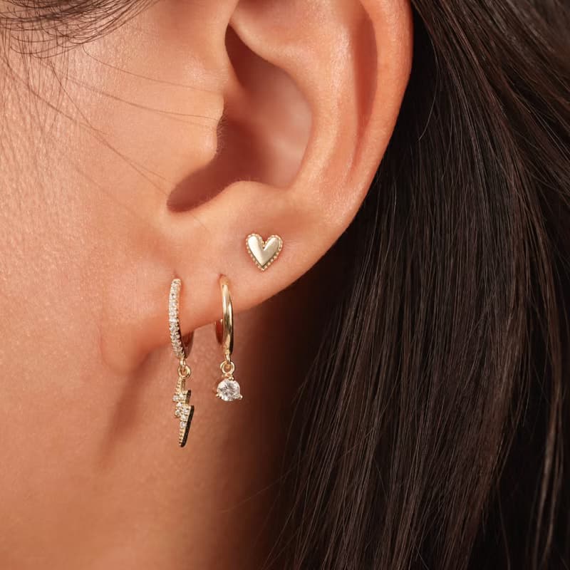 歐美風ins時尚個性925銀疊戴耳環 mini耳環耳扣 簡約鋯石耳扣女