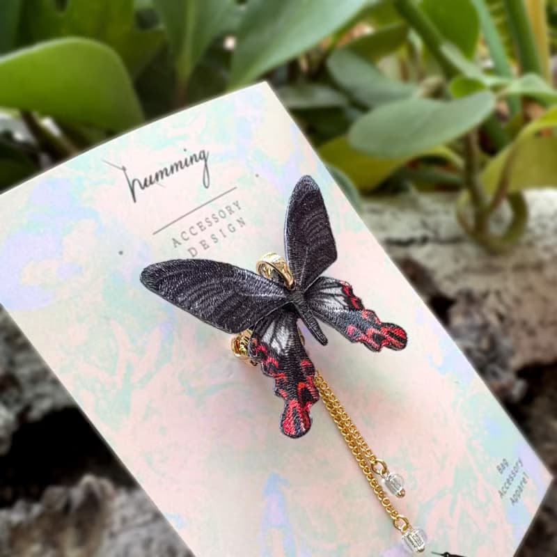 胸針 台灣寬尾鳳蝶 刺繡 台灣 蝴蝶 珍珠  手工 禮物 禮盒 情人節