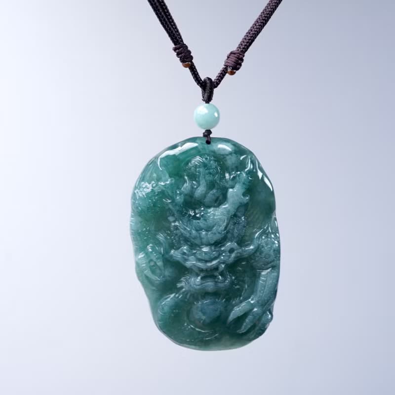 【龍行天下】藍水翡翠霸王龍牌項鍊 | 天然A貨翡翠 |送禮